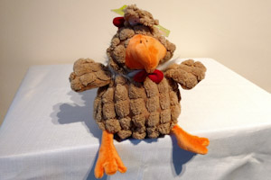 Brown fat chicken soft dog toy